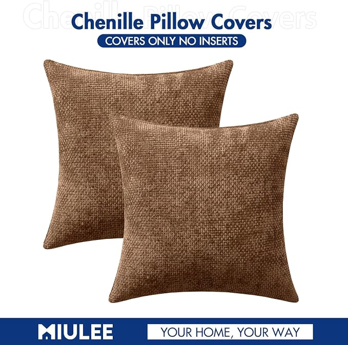 MIULEE Decorative Couch Throw Pillow Covers 20x20 in Golden Brwon 2 Pack | - Image 7