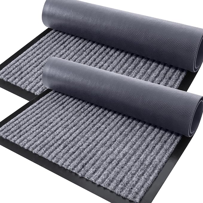 OLANLY 2-Pack Front Door Mats 71x47, Waterproof Heavy-Duty Doormats | Light Gray by OLANLY