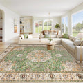 Area Rug 8x10 Washable Rug, Vintage Boho Medallion Rugs Non-Slip Soft Low Pile by VECARF