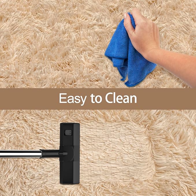 Beige Runner Rug for Bedroom 2x5ft Fluffy Area Rug Bedside Runner Rug for Kids - Image 7