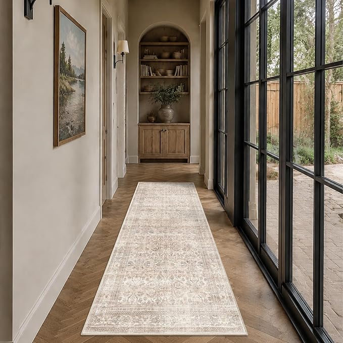 Schweek 3x7 Hallway Runner Rugs Washable Non Slip Kitchen Runners Beige | by Schweek