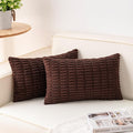 Pack of 2 Corduroy Decorative Throw Pillow Covers 12x20 Inch, Dark Brown | Fall by Unknown