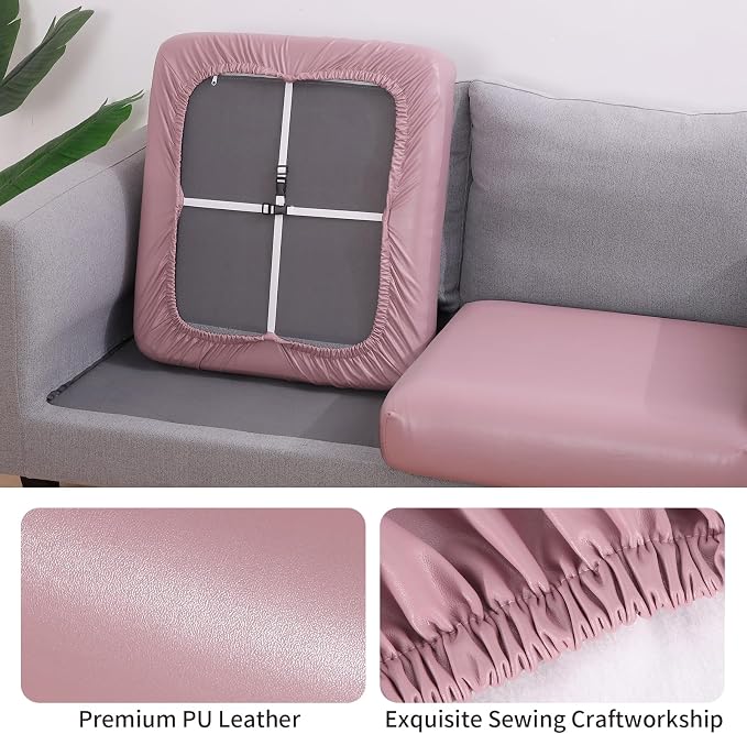 Fuloon Faux Leather Couch Cushion Slipcover, Waterproof Stretch Covers - Image 4