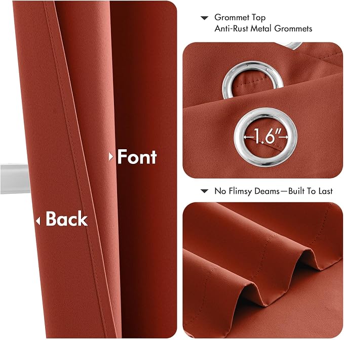 MIULEE Fall Blackout Curtains for Bedroom 2 Panel 40"x90" Long Burnt Orange | - Image 4