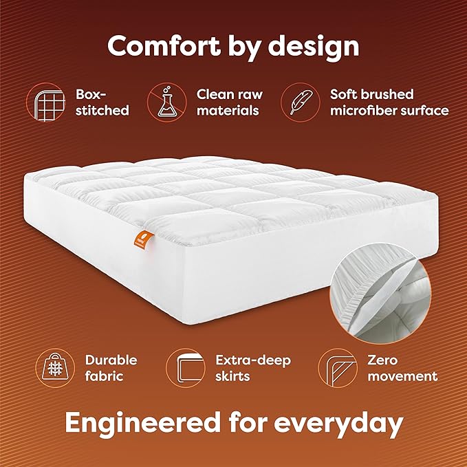 HOSPITOLOGY PRODUCTS Hypoallergenic Mattress Cover- Overstuffed - Deep Pocket - Goose Down Alternative Pillow Top Mattress Topper Full - 54" W x 75" L