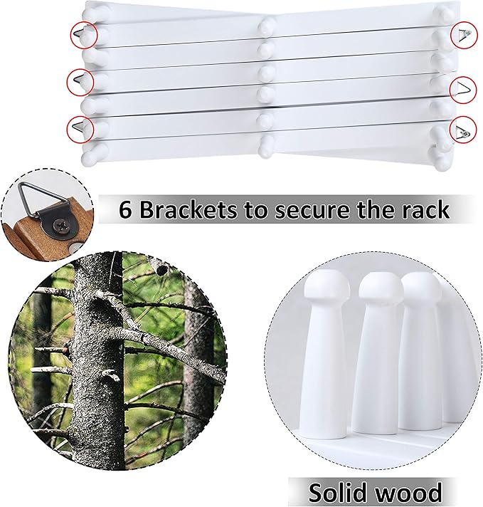 WEBI Accordion Wall Hanger,Expandable Wooden Coat Rack,Accordion Hat Rack for Wall,Accordion Hook Rack for Hats,Caps,20 Peg Hooks,White,2 Packs