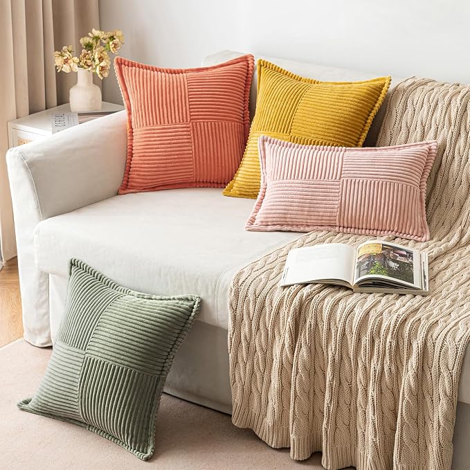 MIULEE Decorative Euro Sham Throw Pillow Covers 24x24 Light Olive Green | 2 Pack - Image 4