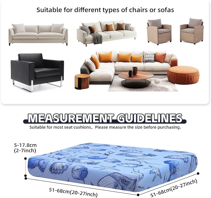 8Pcs Patio Cushion Covers, Outdoor Stretch Cushion Covers, Washable | Stretch - Image 2