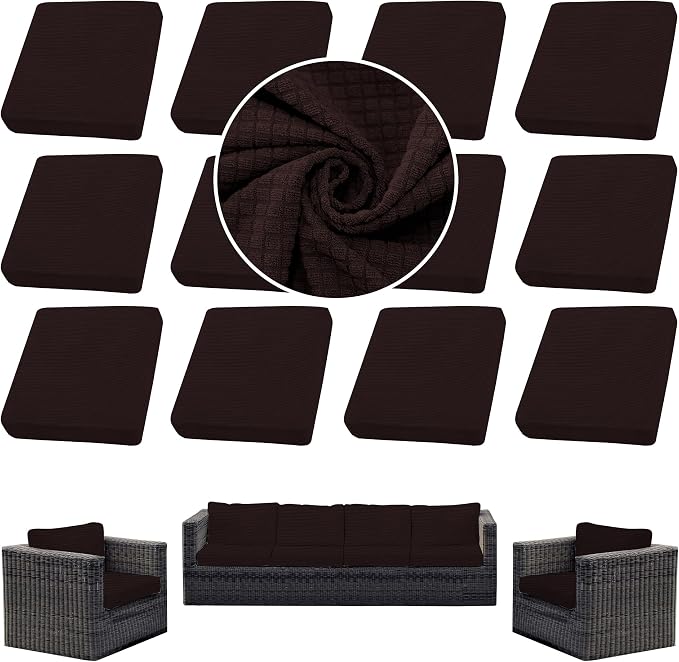 14PCS Patio Cushion Covers, Patio Furniture Couch Seat Slipcovers | Washable by SUKAIKEQA