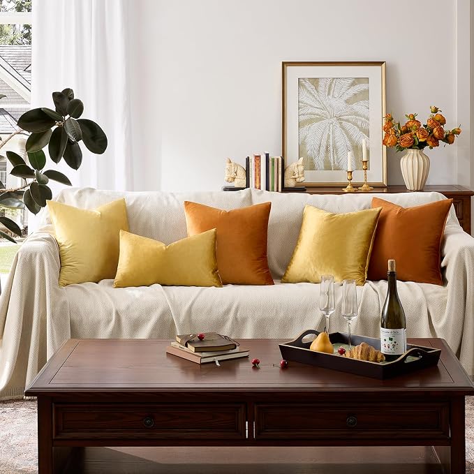 GIGIZAZA Golden Velvet Pillow Covers 12x20 Decorative Pillows Pack of 2 | - Image 7