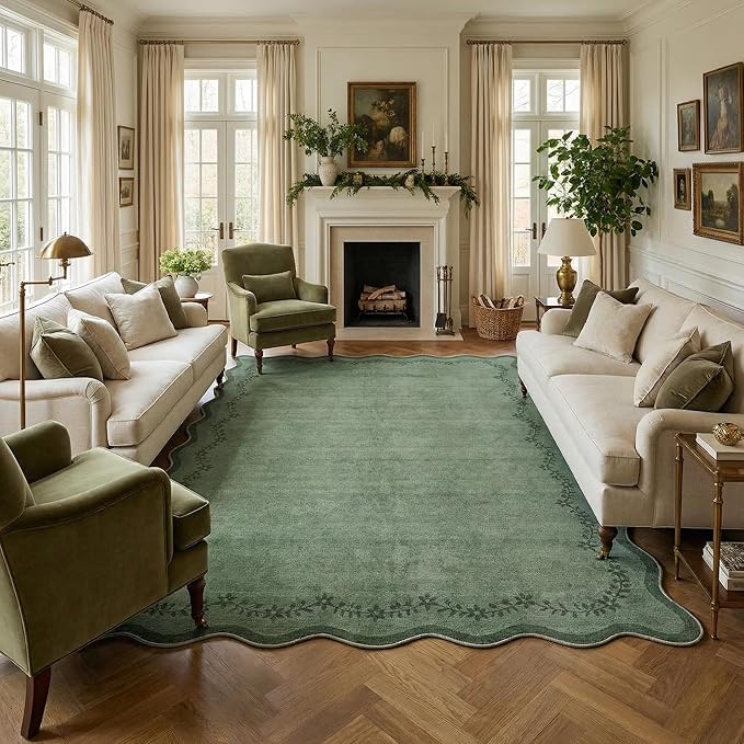 GarveeHome 6x9 Scalloped Area Rug Soft Washable Rug by GarveeHome