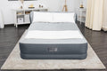 SleepLux Queen Air Mattress with Headboard | Supersoft Snugable Top, Extra Durable Tough Guard | Raised Airbed with Built in Pump + USB Charger (90"x60"x29") Grey