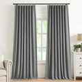 Vision Home Pinch Pleated Dark Grey Blackout Curtains 90 inch Linen Blended by VisionHome