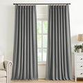 Vision Home Pinch Pleated Dark Grey Blackout Curtains 102 inch Linen Blended by VisionHome