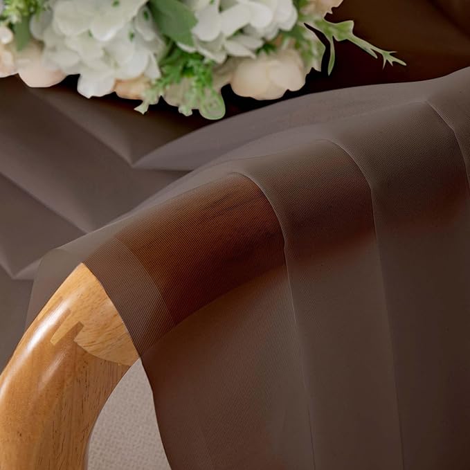 OWENIE Sheer Chocolate Curtains, Sheer Curtains 78 inch Length 2 Panels Set, Rod Pocket Voile Fimly Sheer Drapes for Living Room/Bedroom, 2pcs, Each 42" W x 78" L