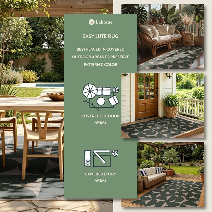 Lahome Semi Circle Easy Jute Kitchen Runner Rug - Image 2