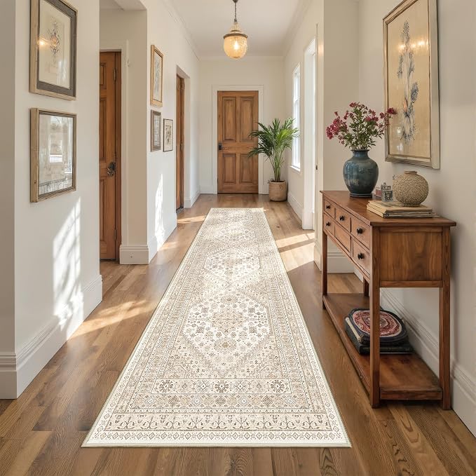 Kitchen Runner Rug Non Slip Washable Rugs 2.5x10, Cream/Beige | Soft Ultra-Thin - Image 5