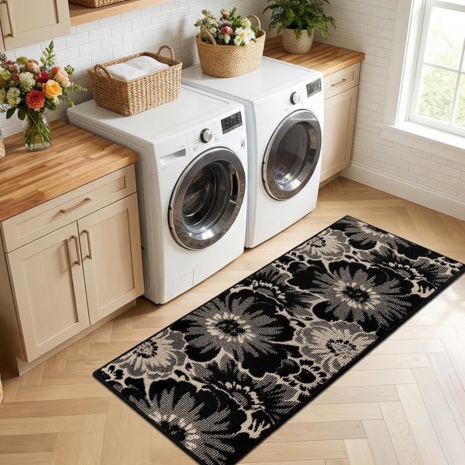Findosom Hallway Runner Rug 2x6, Non Slip High-Low Textured Floral Washable - Image 9