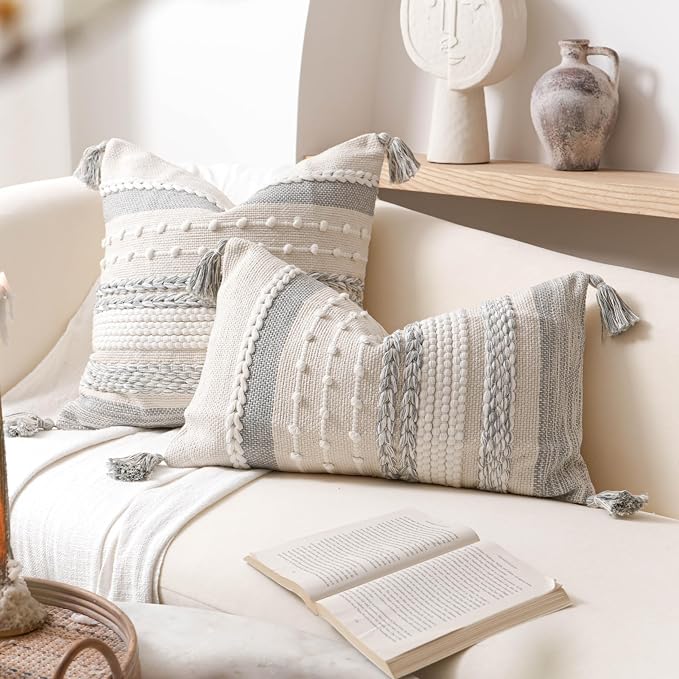 Gray Decorative Lumbar Pillow Cover 14x24, Farmhouse Lumbar Throw Pillow - Image 5