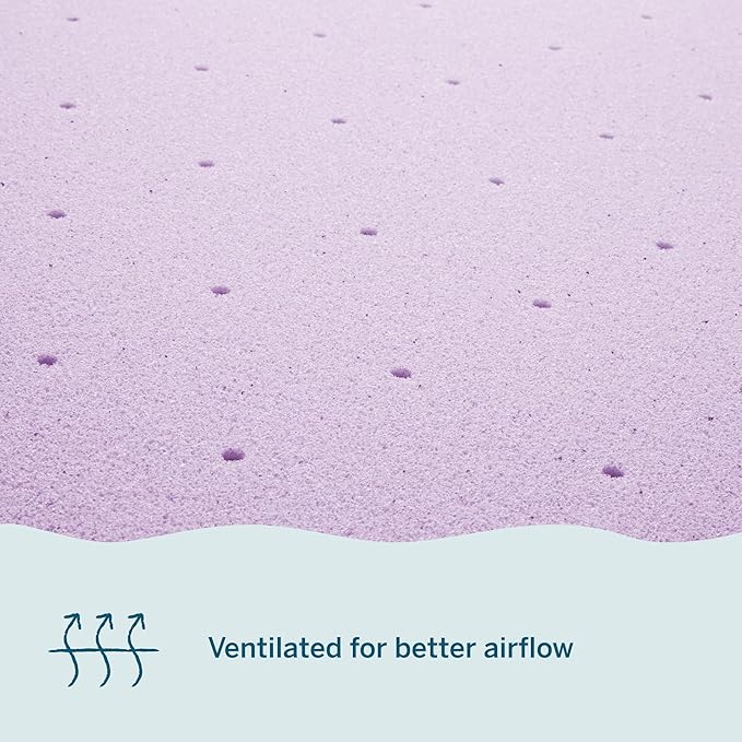 LUCID 4 Inch Lavender Infused Memory Foam Mattress Topper, Queen Size – Ventilated Design – Pressure Relieving Bed Topper - Mattress Pad – CertiPur Certified