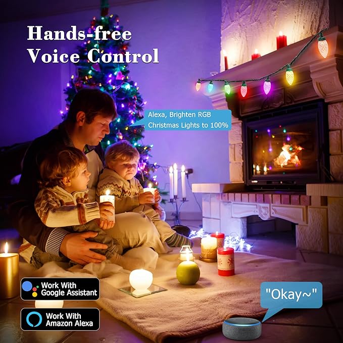 Brizled (Not Connectable Smart C9 Christmas Lights, 39FT 60 LED WiFi Color Changing Christmas Xmas Lights App Control, RGB String Light Work with Alexa Google Home for Indoor Outdoor House Tree Decor