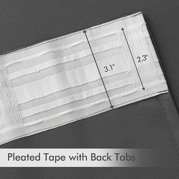 MIULEE Grey Back Tab Blackout Curtains 52x90 Inch Long 2 Panels Set | Rod - Image 4