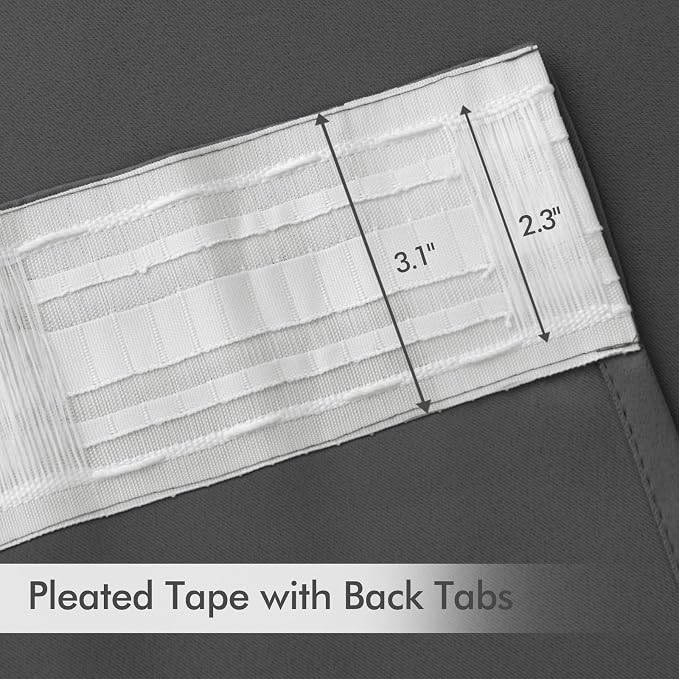 MIULEE Grey Back Tab Blackout Curtains 52x108 Inch Long 2 Panels Set | Rod - Image 4