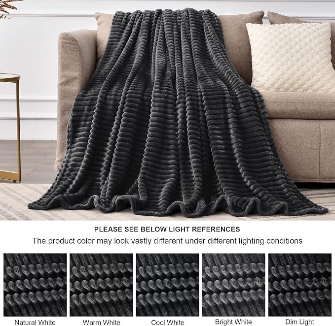 BEDELITE 3D Ribbed Jacquard Black King Size Blankets - Image 7