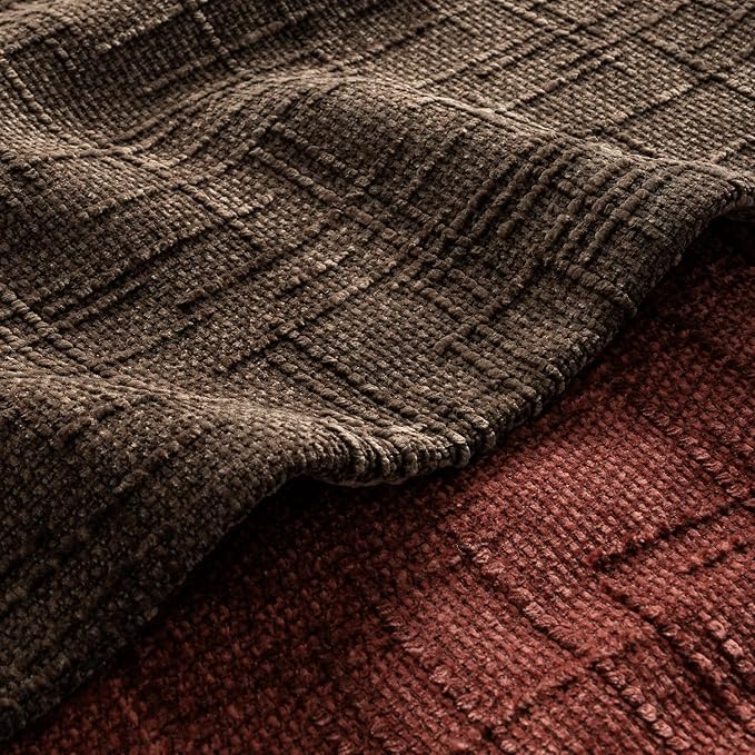 MIULEE Chenille Textured Throw Pillow Covers Reddish Brown 20x20 Set of 2 | - Image 2