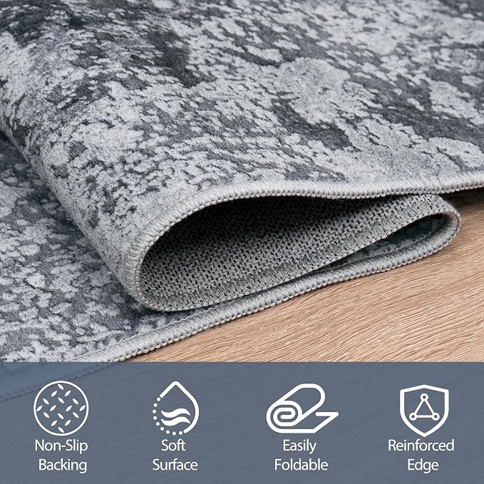 Aelenmu 10x14 Area Rugs for Living Room Washable Dining Room Black | Modern - Image 4