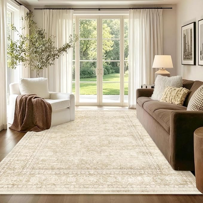 4x6 Ft Area Rugs for Living Room, Soft Non-Slip Machine Washable Rug, Vintage by Lo%CC%80utiRootHome