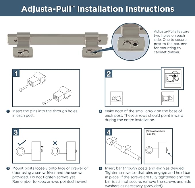 Franklin Brass Adjusta-Pull (5-Pack) Adjustable Drawer Pulls | Fits 1-3/8 to 4 Inch Hole Centers | Modern Gold Cabinet Handles| Chamfered Edge P49106-117-B