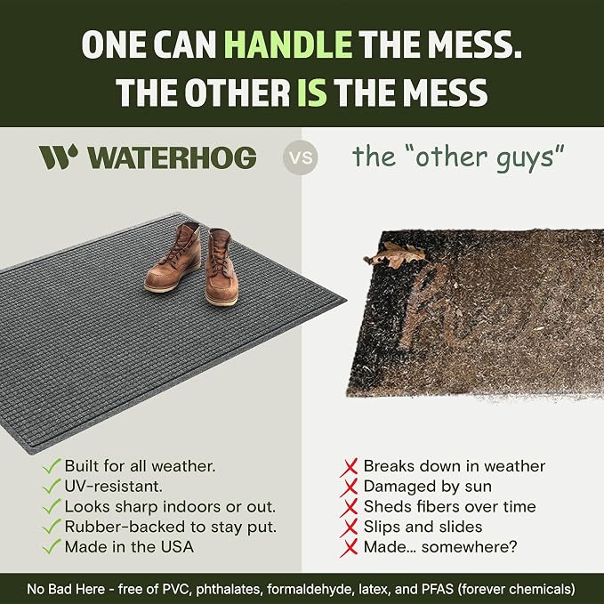 WaterHog Squares Front Door Mat Indoor Outdoor Entrance, All-Weather Mats | - Image 5