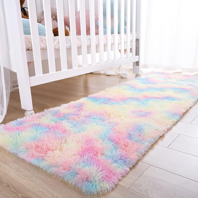 Noahas 2x6 Rainbow Fluffy Soft Runner Rug Non-Slip - Image 3