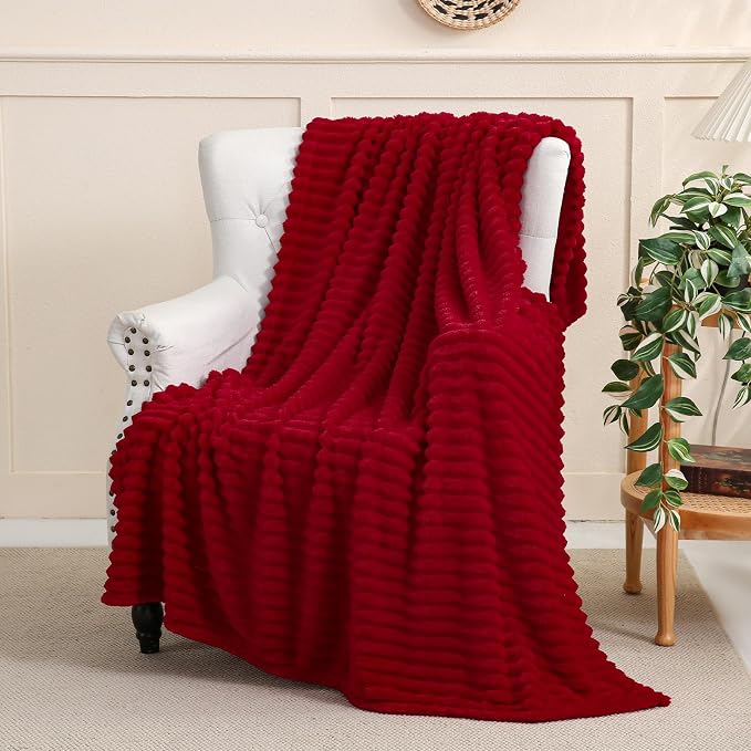 Red Fleece Throw Blanket 50”×60” by linecooo