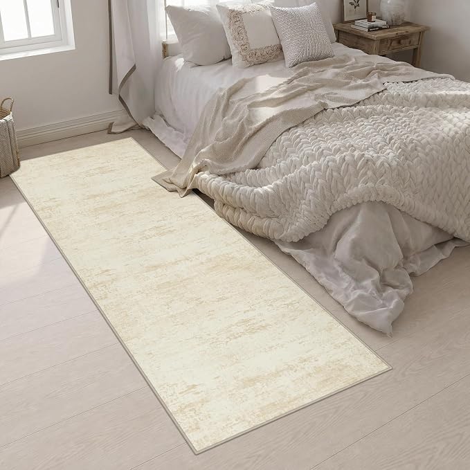 3x10 Washable Runner Rug：Modern Abstract Kitchen Soft Carpet Beige | - Image 5