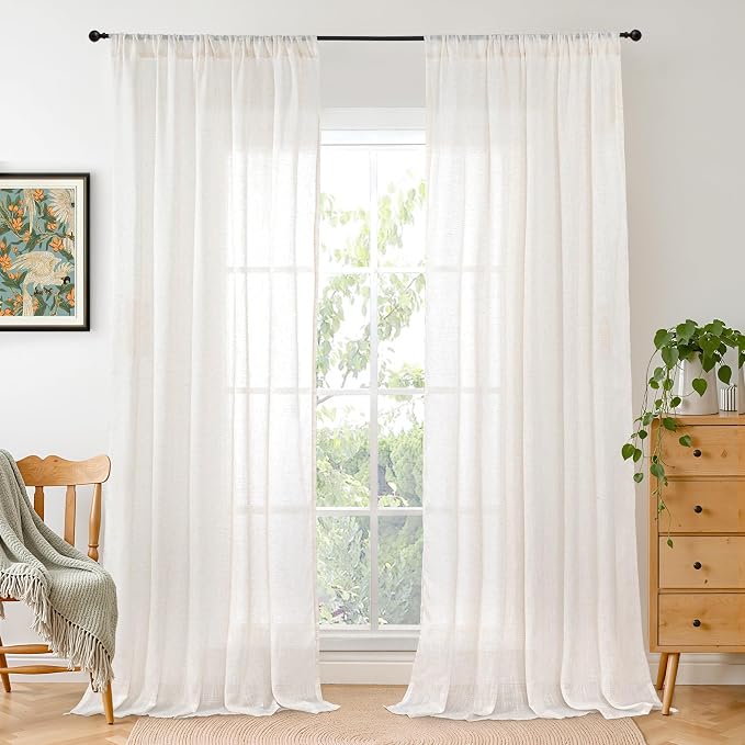 BGment Linen Sheer Curtains 96 Inches Long by BGment