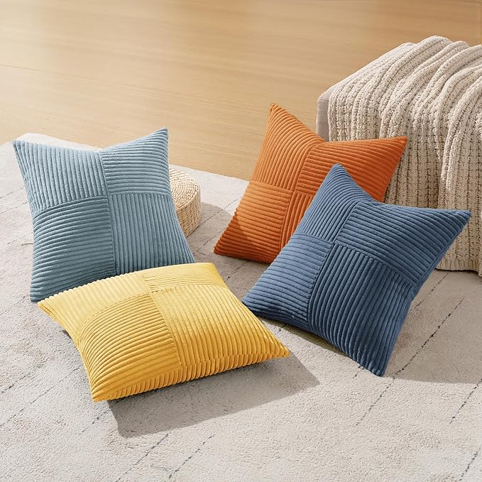 MIULEE Summer Yellow Blue Decorative Throw Pillow Covers 20x20 Inch Set of 4 - Image 5