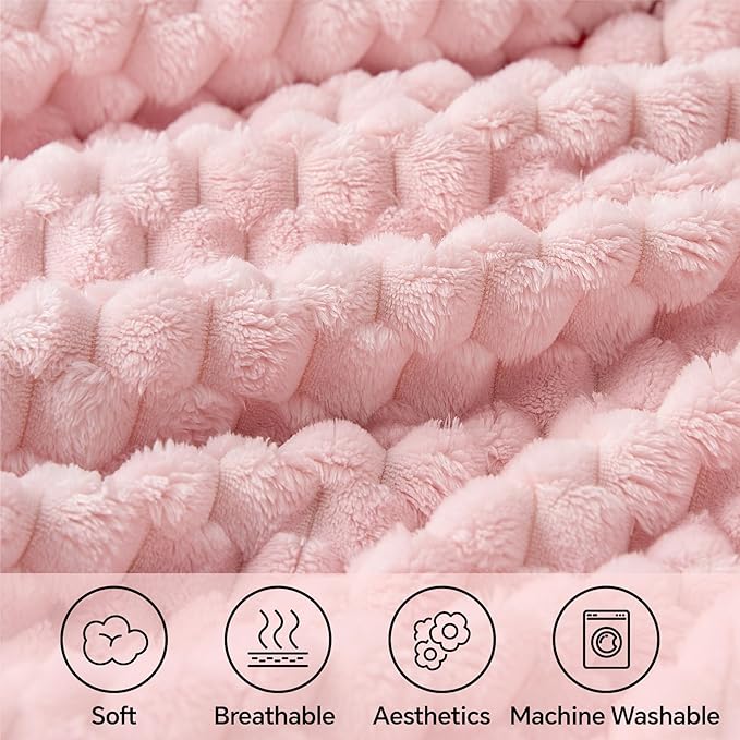 BEDELITE Pink Queen Blanket for Bed, Soft Cozy Gifts for Women, 90 * 90 | 3D - Image 3