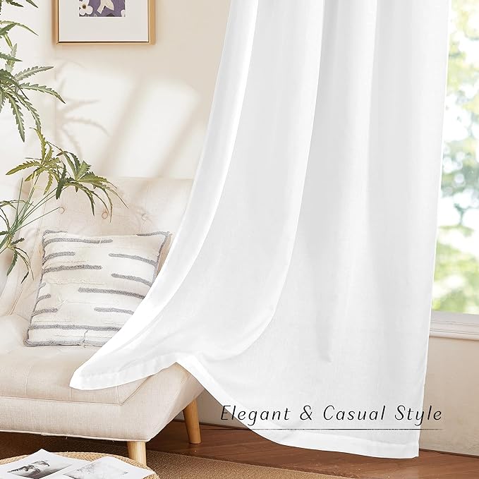 NICETOWN White Linen Curtains 132 inches Long, Grommet Privacy Added Linen - Image 5