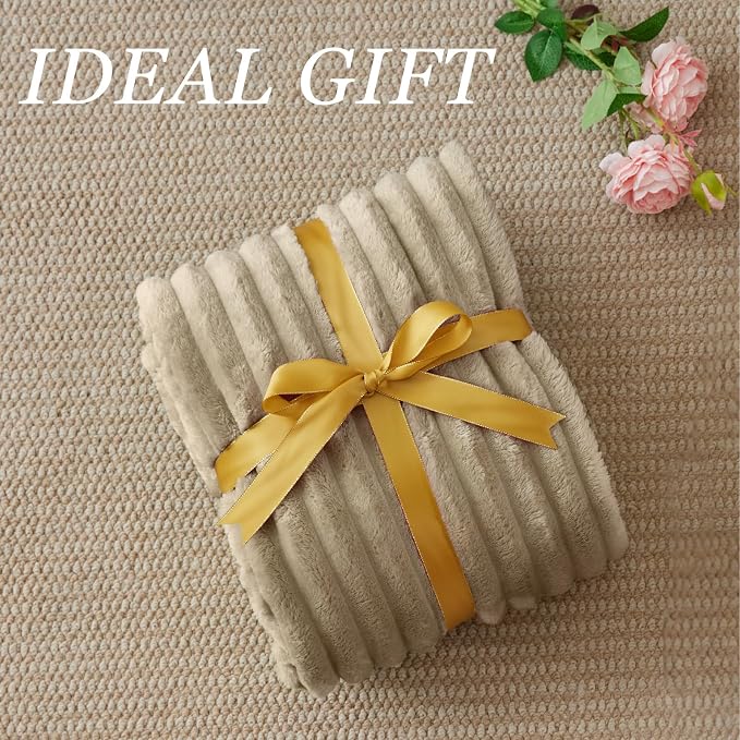 BEDELITE Striped Fleece Throw Blanket, Soft Cozy, Lightweight Warm, Machine - Image 2