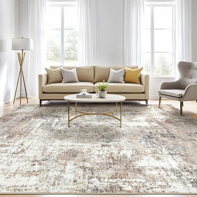 LOONGRUG 10x13 Area Rug Washable Large Neutral Modern Living Room Rug | - Image 5