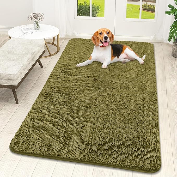 OLANLY Dog Door Mat for Muddy Paws 59x32, Super Absorbent Chenille Mud Mat | by OLANLY