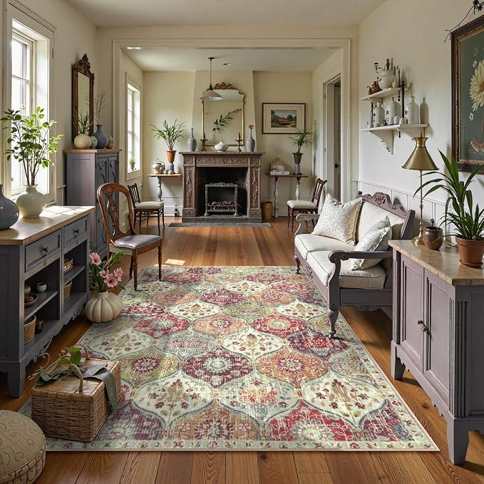 Lahome Moroccan Washable Rugs for Living Room, 4x6 Rug for Bedroom Non-Slip | - Image 3