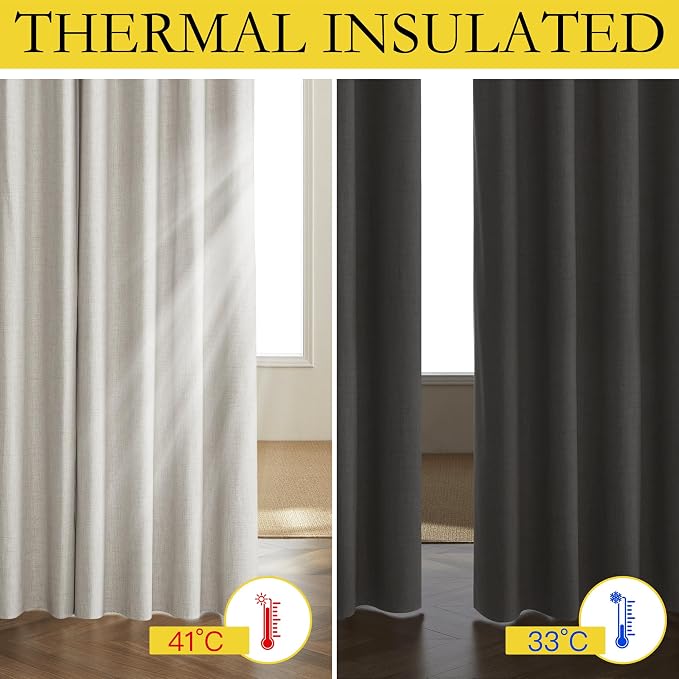 NICETOWN 100% Blackout Linen Curtains - Image 6