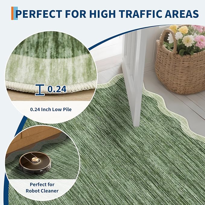GarveeHome Scalloped Washable Rugs 9x12 Area Rug - Image 5