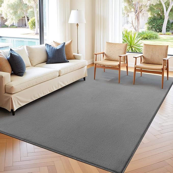 SHACOS Ultra Soft Faux Rabbit Fur Area Rug 6'x9', Non Slip Washable Padded - Image 9