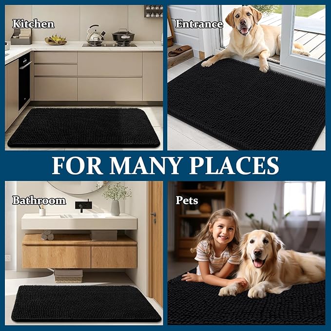 OLANLY Dog Door Mat for Muddy Paws 44x24, Super Absorbent Chenille Mud Mat | - Image 8