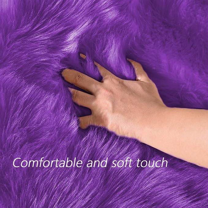 Latepis Small Area Rugs 3x4 Purple Faux Fur Rug Fluffy Carpet Shag Rug - Image 4