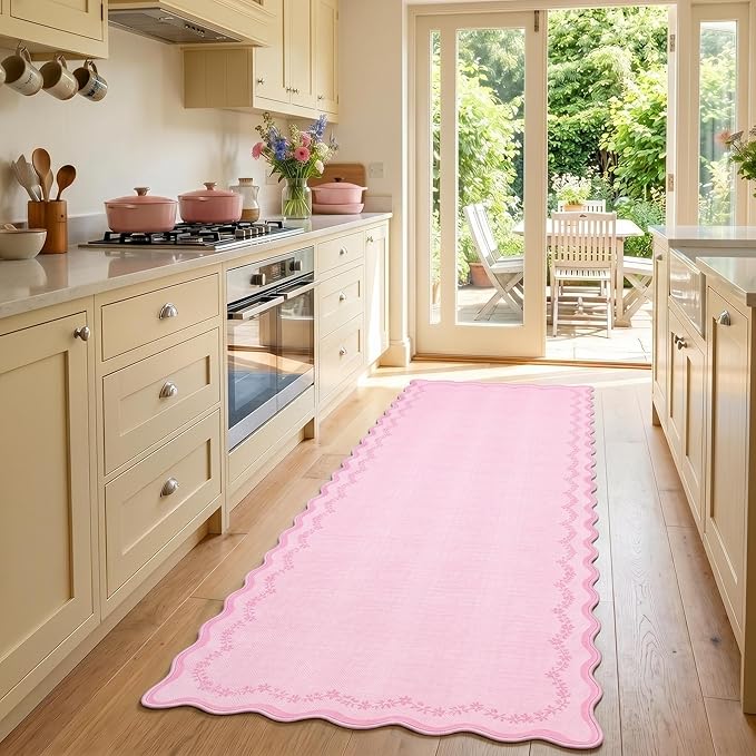 GarveeHome 2x6 Scalloped Washable Runner Rug Non Slip Hallway Kitchen Rug | by GarveeHome